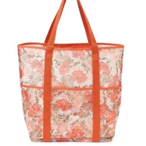 Beach Mesh Tote Bag Floral Print - Picture 6 of 6
